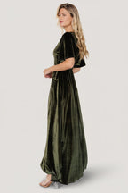Katelyn Velvet Maxi Wrap Dress | Dark Olive