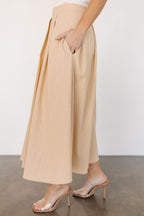 Katie Pleated Midi Skirt | Natural