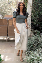 Katie Pleated Midi Skirt | Off White