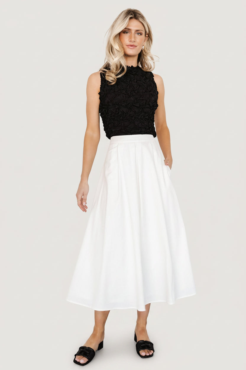 Katie Pleated Midi Skirt | Off White