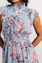 Kearny Ruffle Maxi Dress | Light Blue + Blush