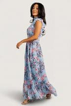 Kearny Ruffle Maxi Dress | Light Blue + Blush