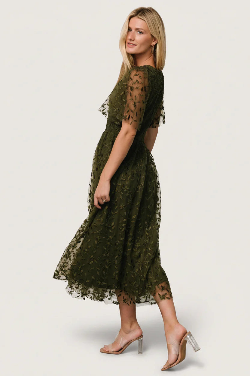 Kendra Embroidered Dress | Olive