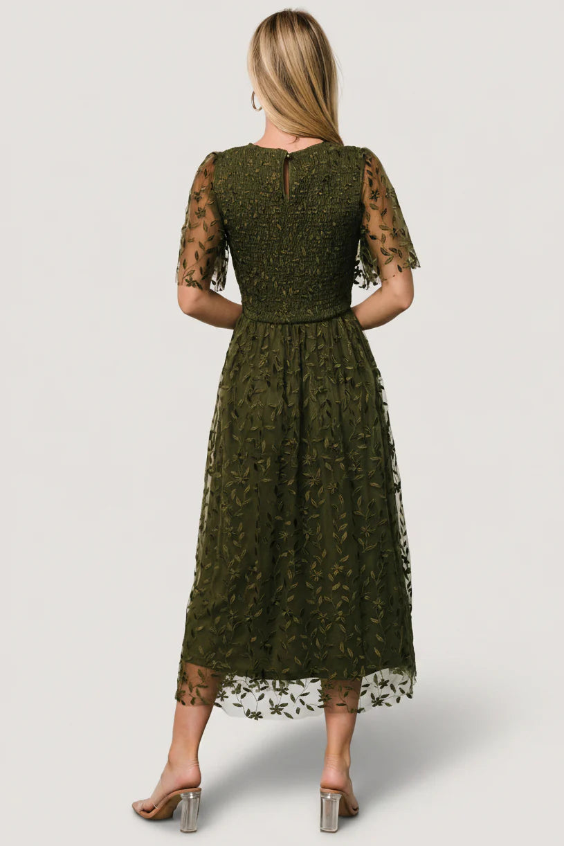 Kendra Embroidered Dress | Olive