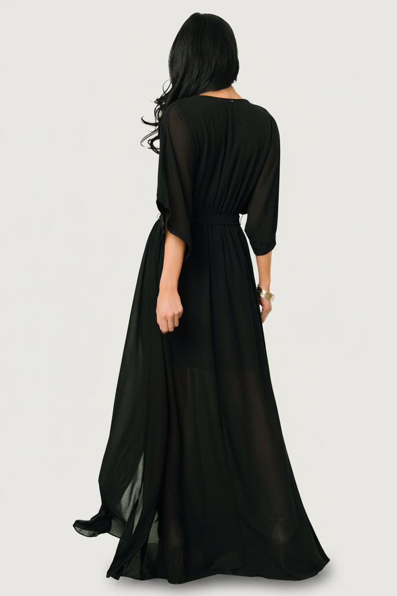 Kia Kimono Maxi Dress | Black