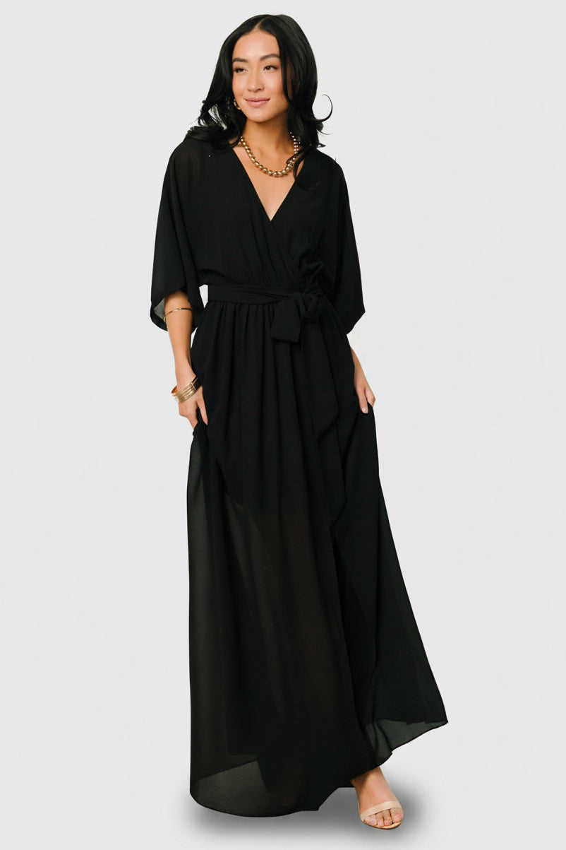 Kia Kimono Maxi Dress | Black