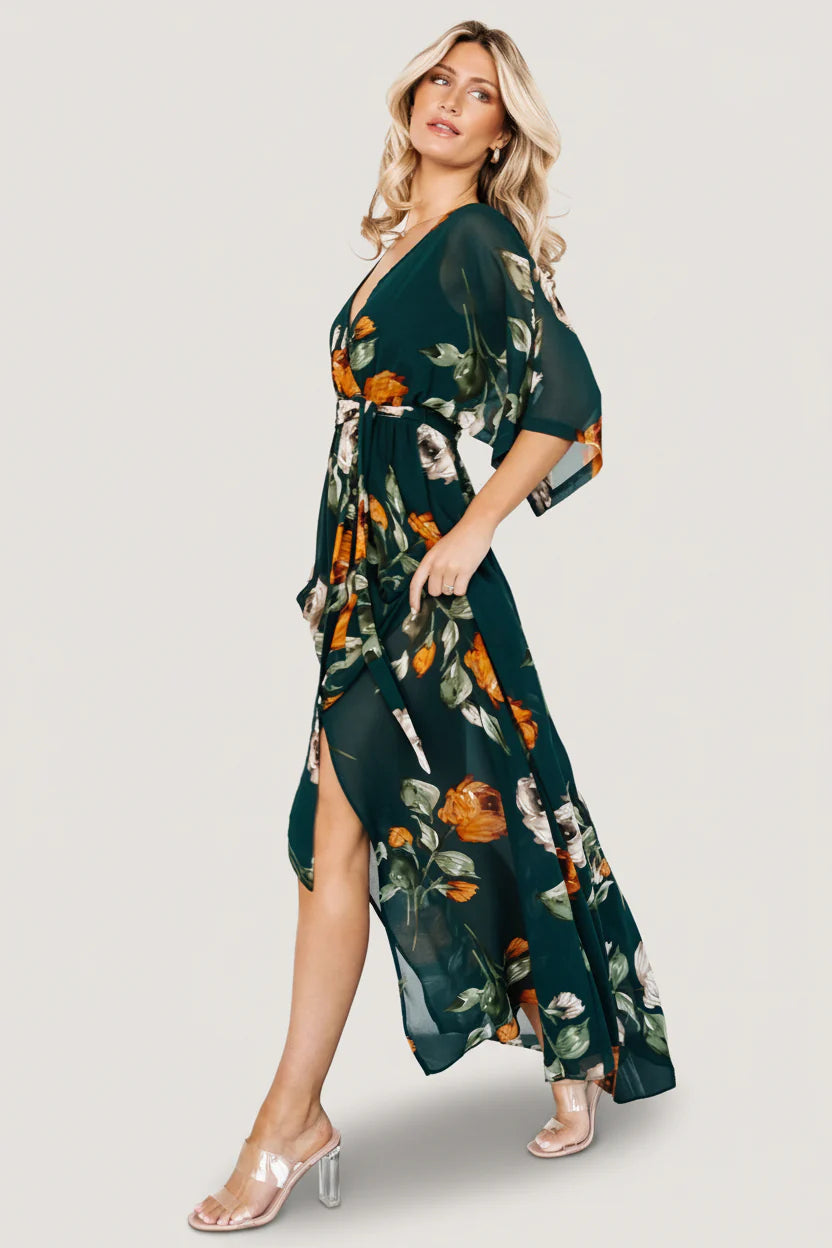 Kia Kimono Maxi Dress | Deep Topaz Floral