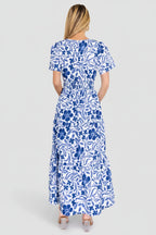 Kiana Poplin Maxi Dress | Blue Multi