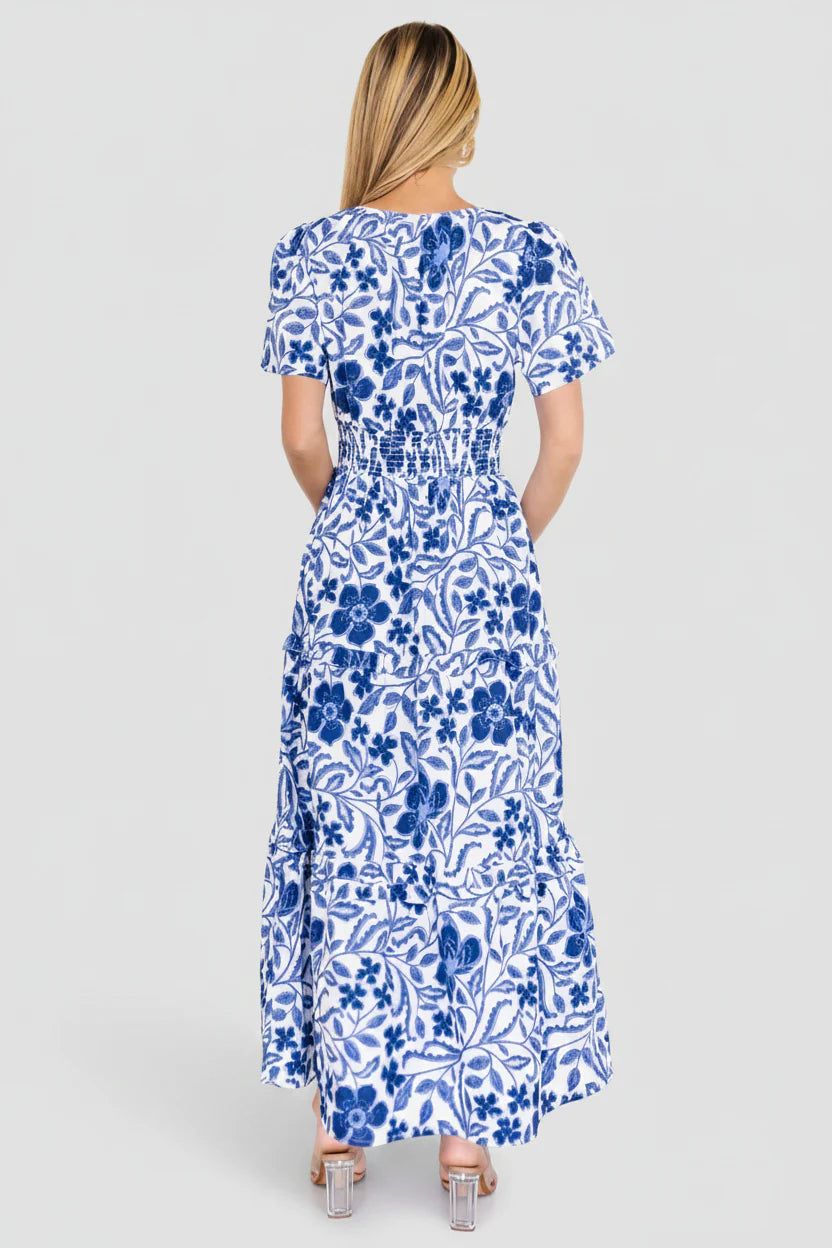 Kiana Poplin Maxi Dress | Blue Multi