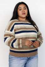 Kira Striped Sweater | Navy + Sage Multi