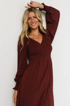 Lainey Smocked Dotted Midi Dress | Mulberry