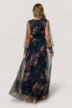 Layla Tulle Maxi Dress | Dark Blue Floral
