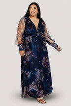 Layla Tulle Maxi Dress | Dark Blue Floral