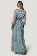 Layla Tulle Maxi Dress | Dusty Blue Floral
