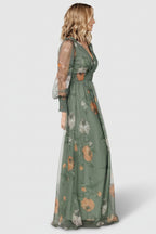 Layla Tulle Maxi Dress | Dusty Olive Floral