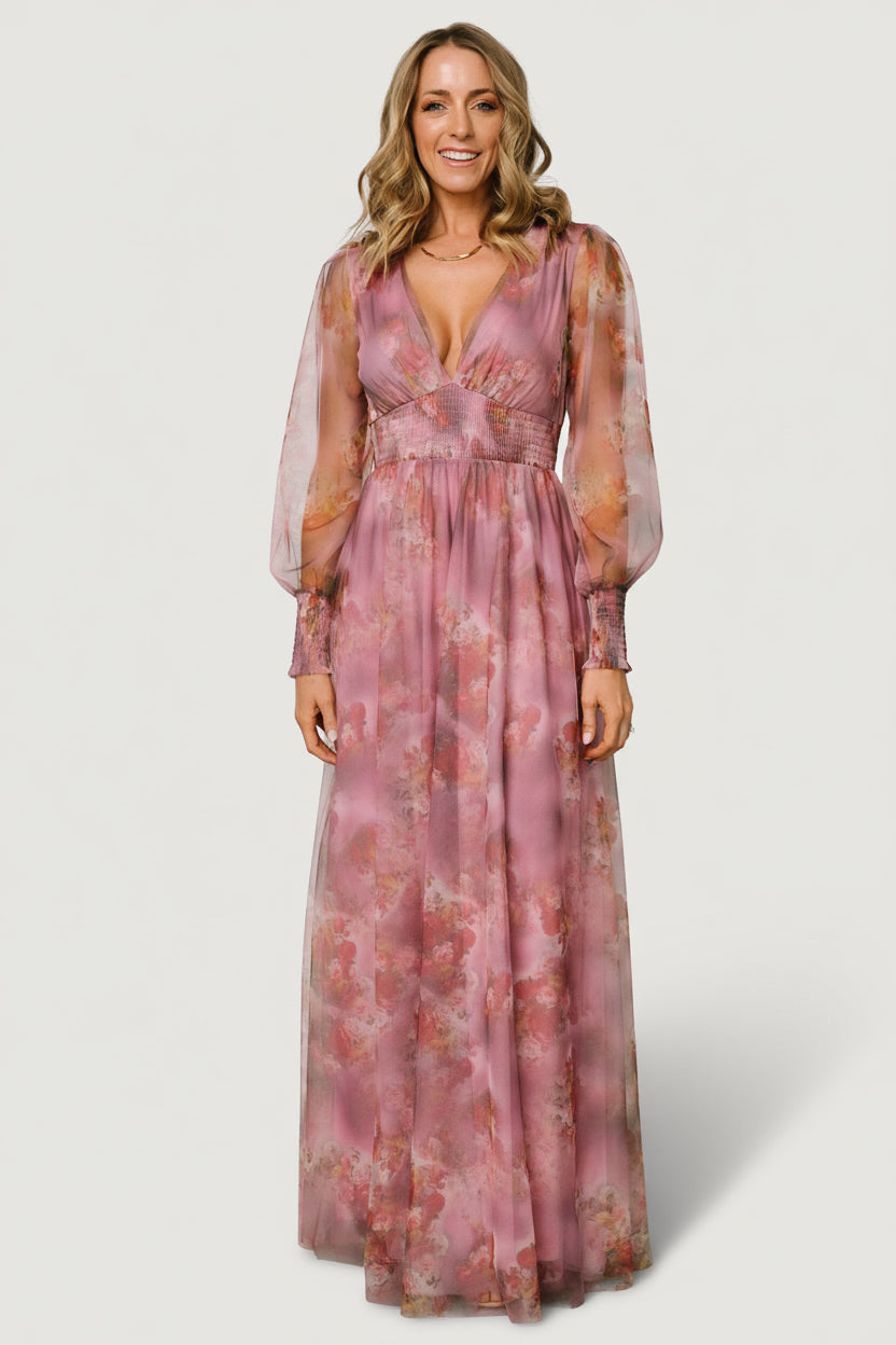 Layla Tulle Maxi Dress | Dusty Orchid Floral