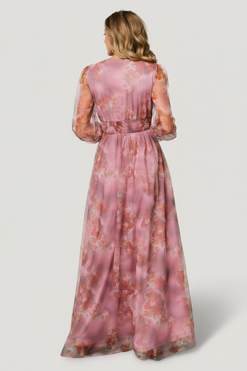 Layla Tulle Maxi Dress | Dusty Orchid Floral