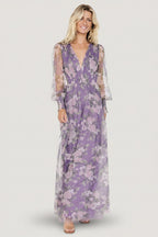 Layla Tulle Maxi Dress | Lavender + Blush Floral