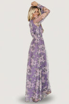 Layla Tulle Maxi Dress | Lavender + Blush Floral