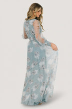 Layla Tulle Maxi Dress | Light Blue Floral