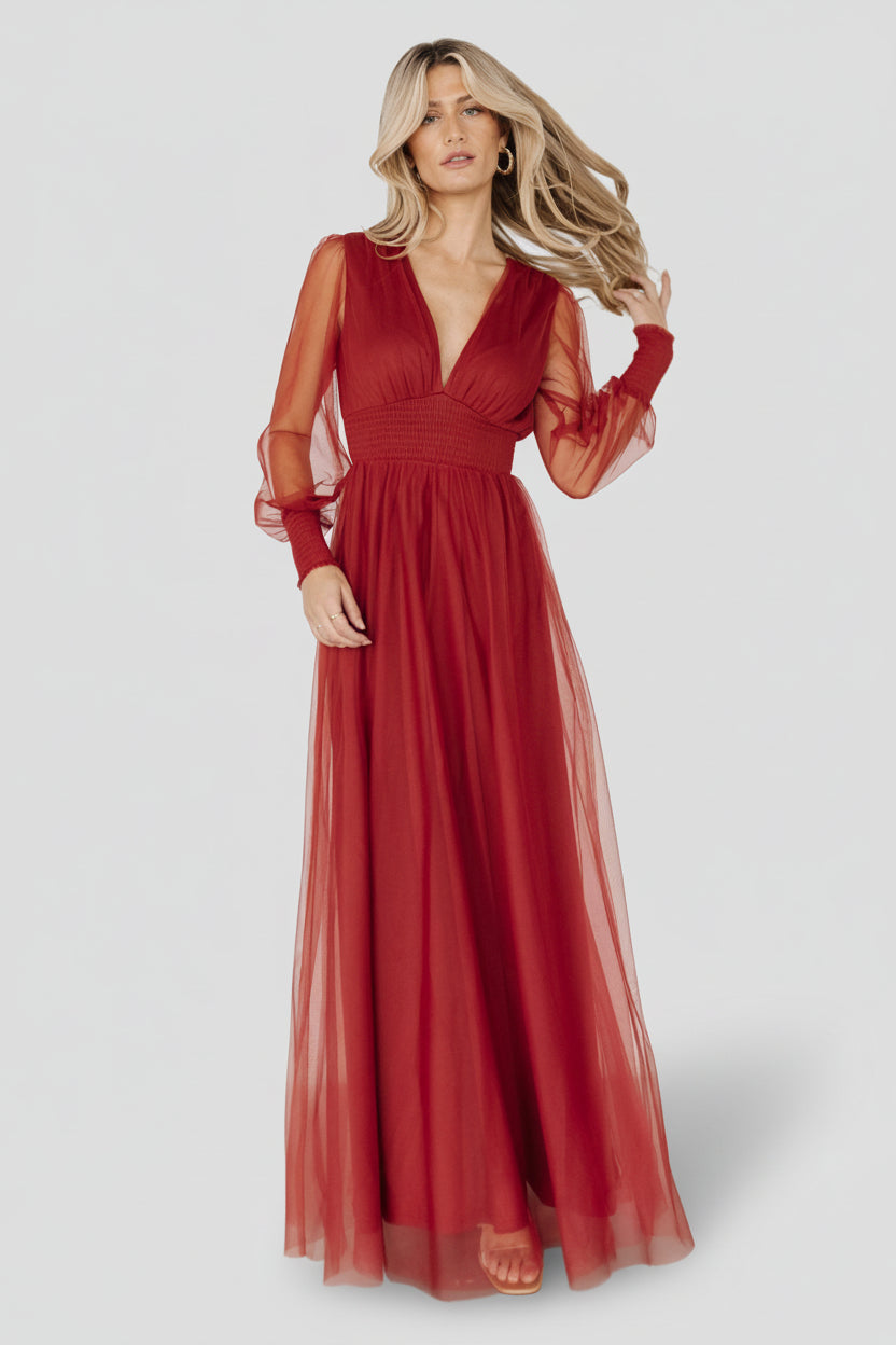 Layla Tulle Maxi Dress | Terracotta