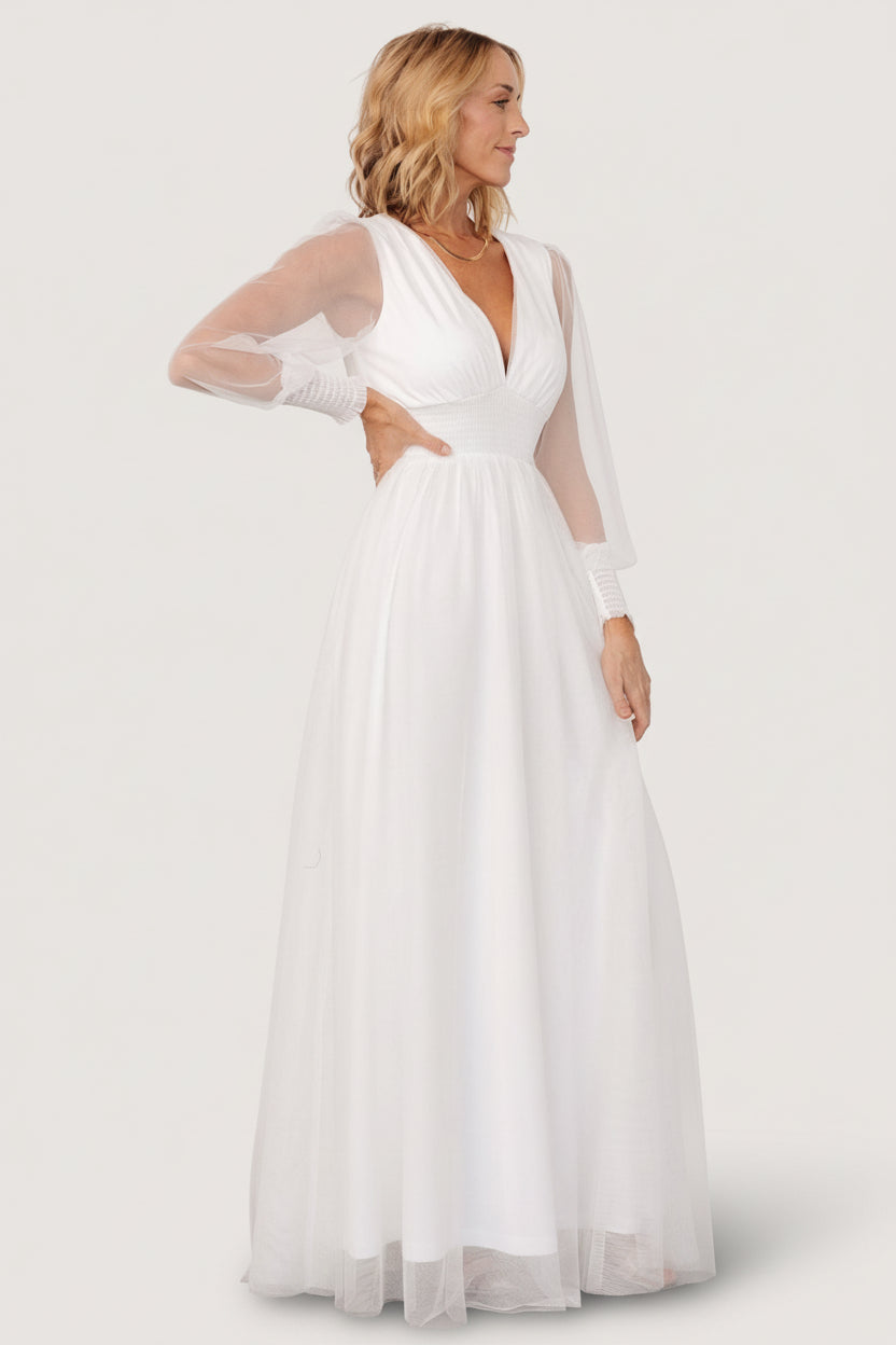 Layla Tulle Maxi Dress | White