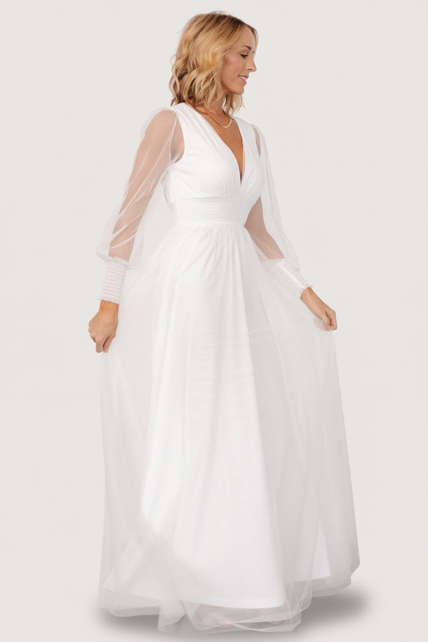 Layla Tulle Maxi Dress | White
