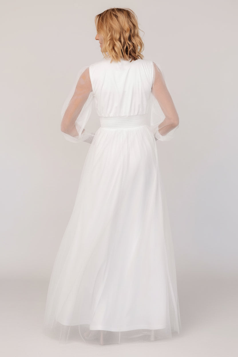 Layla Tulle Maxi Dress | White