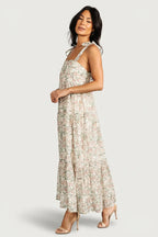 Lelisa Shoulder Tie Dress | Cream Floral
