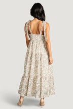 Lelisa Shoulder Tie Dress | Cream Floral