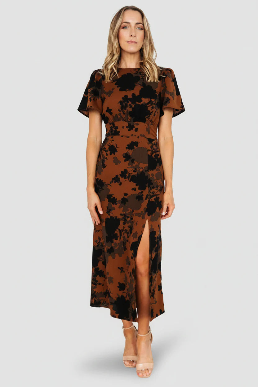 Lenni Midi Dress | Espresso Print