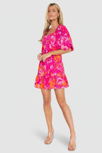 Levy Sweetheart Mini Dress | Fuchsia Multi