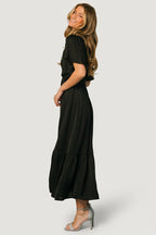 Lovell Smocked Midi Dress | Black