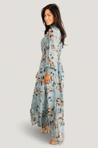 Luciana Maxi Dress | Cyan Blue Floral