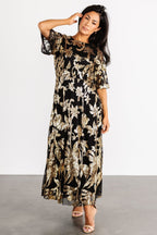 Lucy Sequin Dress | Black + Gold