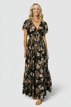 Lynlee Metallic Maxi Dress | Black + Mauve