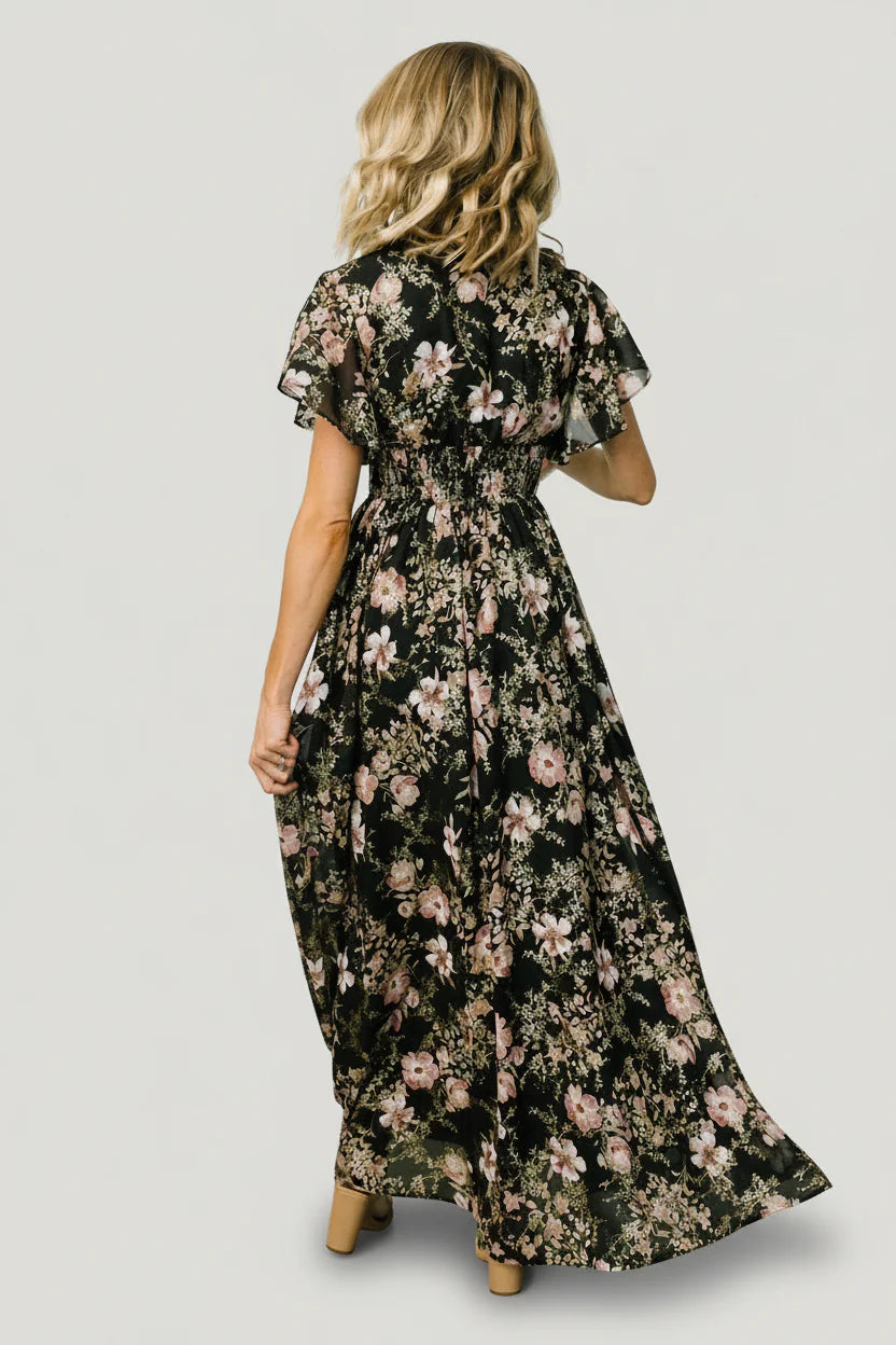 Lynlee Metallic Maxi Dress | Black + Mauve