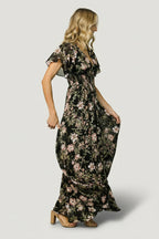 Lynlee Metallic Maxi Dress | Black + Mauve