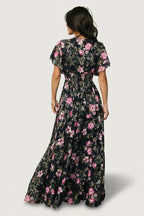 Lynlee Metallic Maxi Dress | Dark Blue + Pink