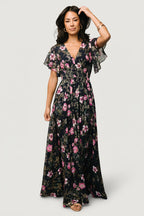 Lynlee Metallic Maxi Dress | Dark Blue + Pink
