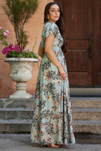 Lynlee Metallic Maxi Dress | Light Blue