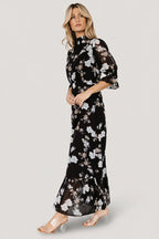 Marie Mock Neck Maxi Dress | Black Floral