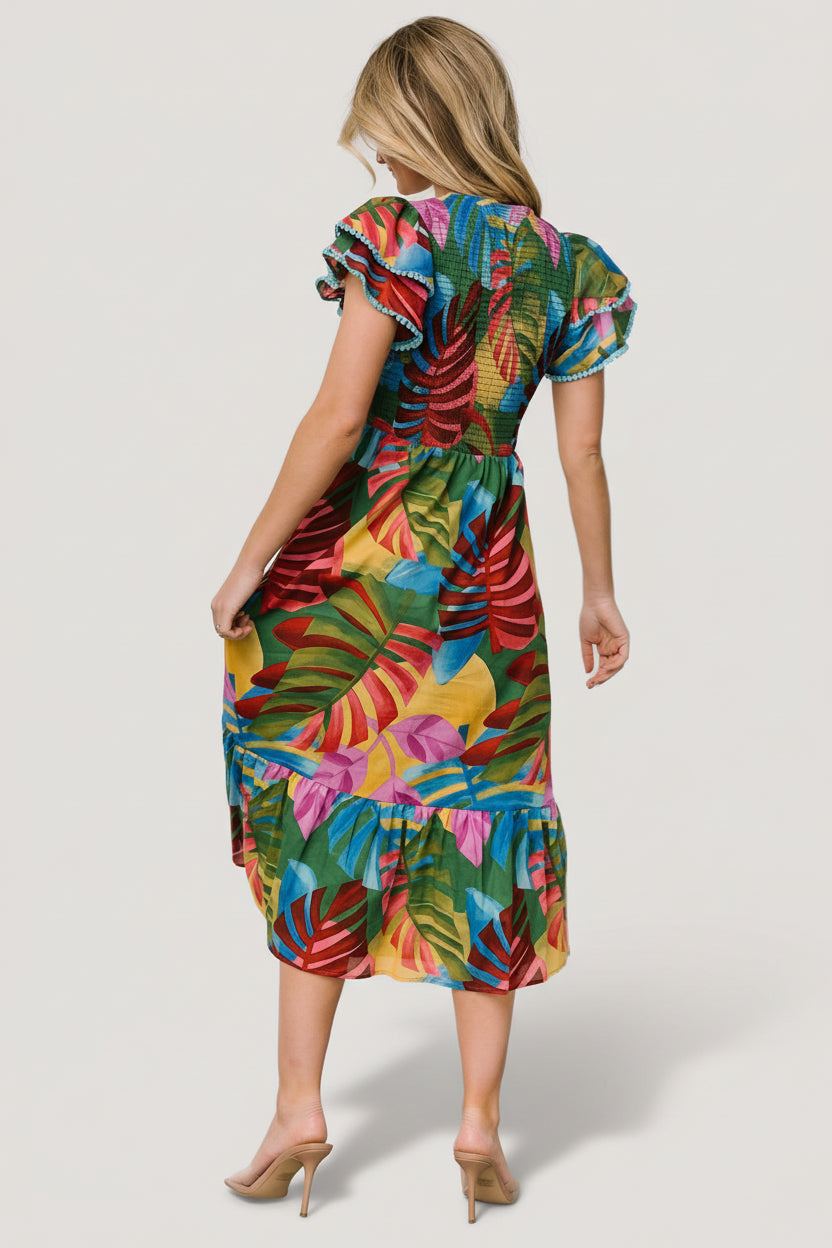 Marielle Smocked Midi Dress | Multi Print