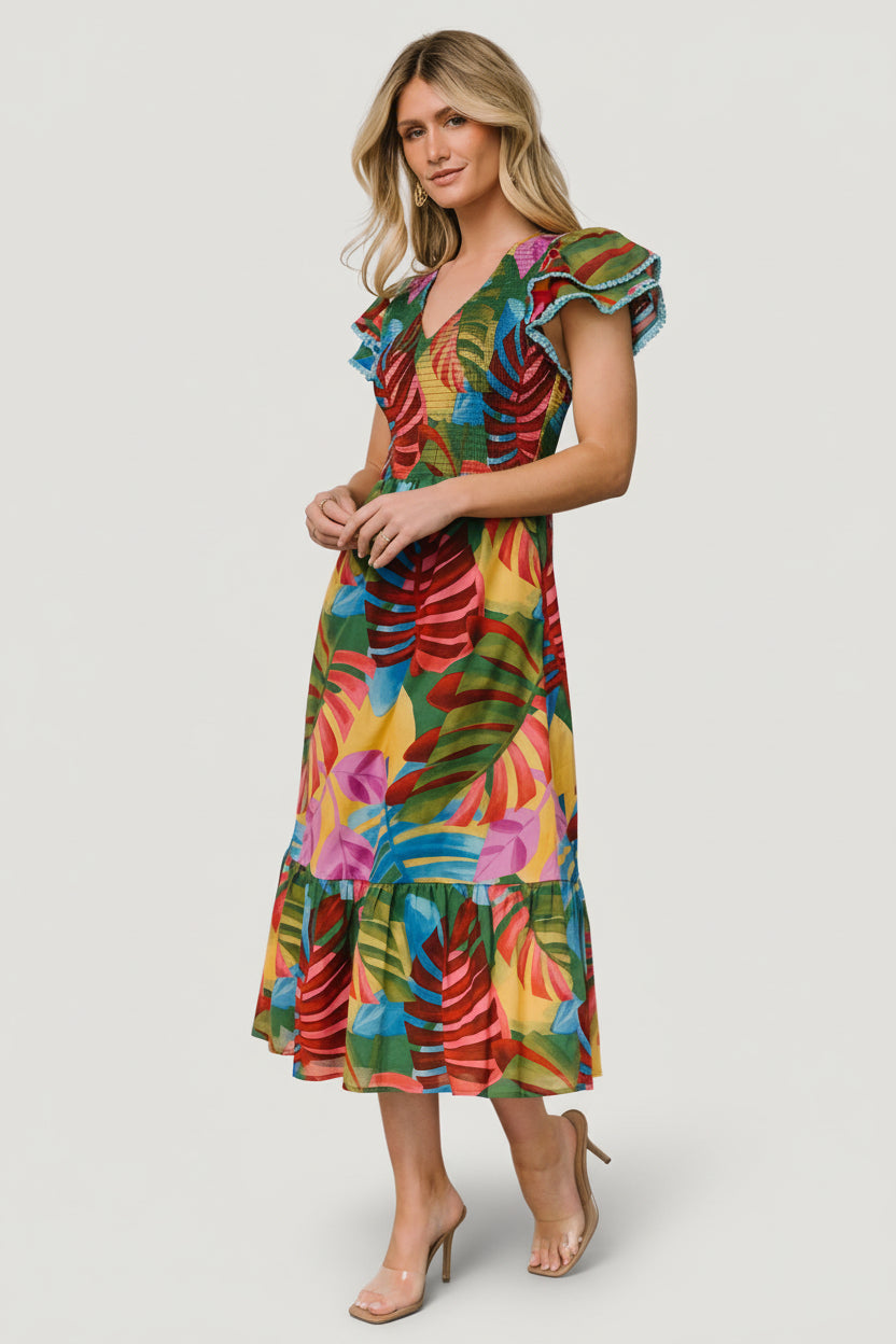 Marielle Smocked Midi Dress | Multi Print