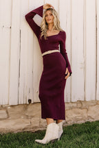 Marika Ribbed Dress | Wine