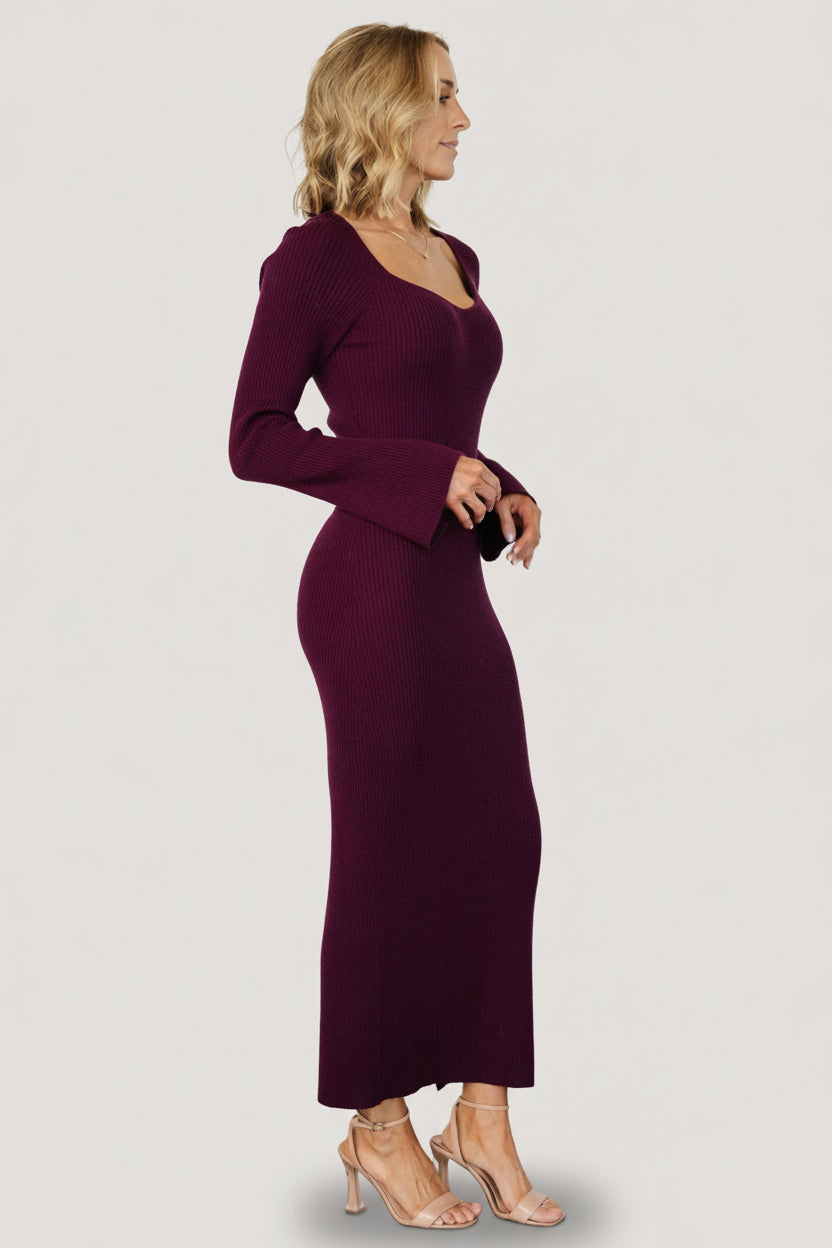 Marika Ribbed Dress | Wine