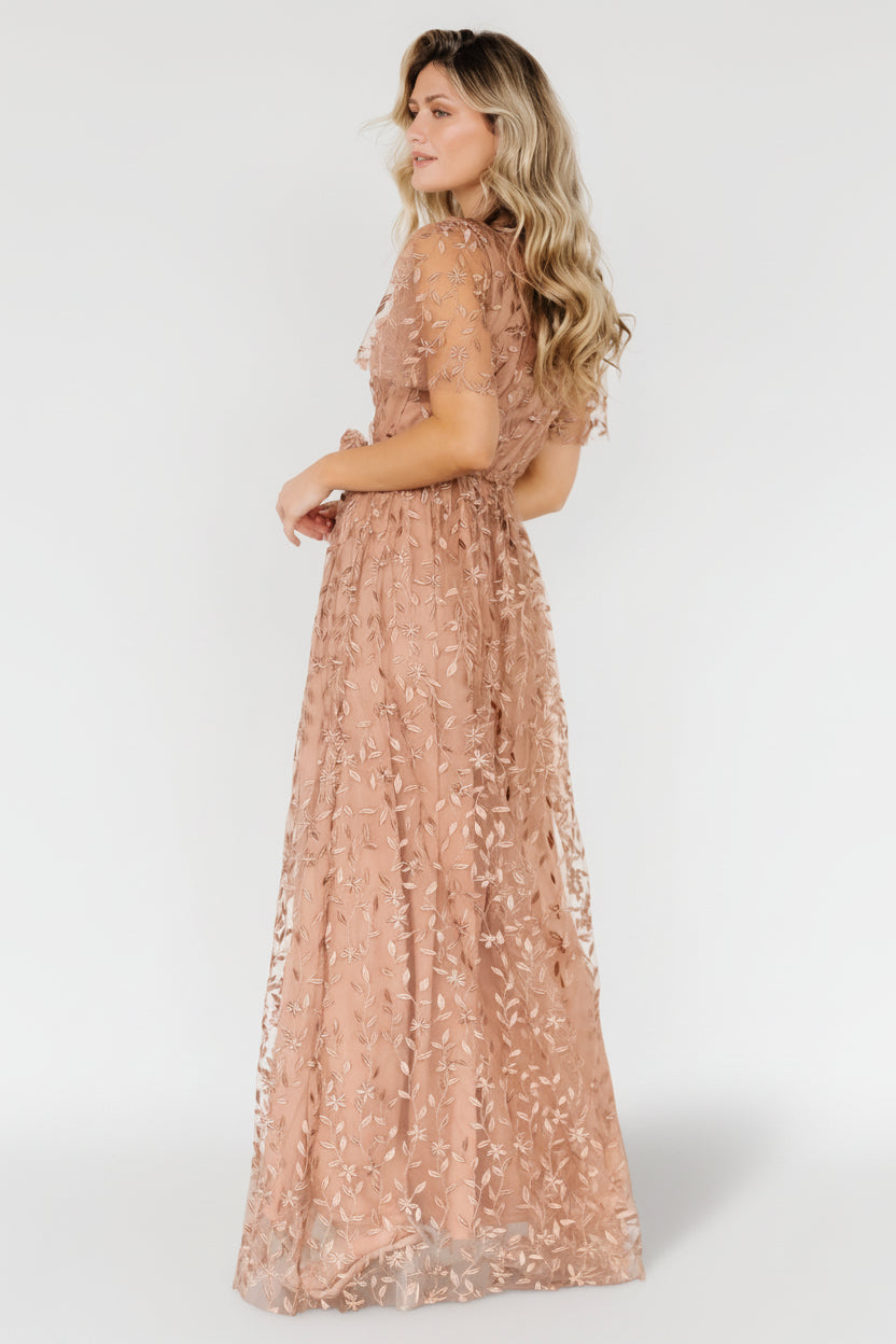 Marseille Embossed Maxi Dress | Nude Rose