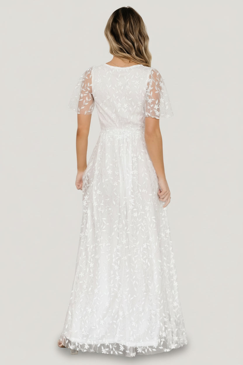 Marseille Embossed Maxi Dress | White
