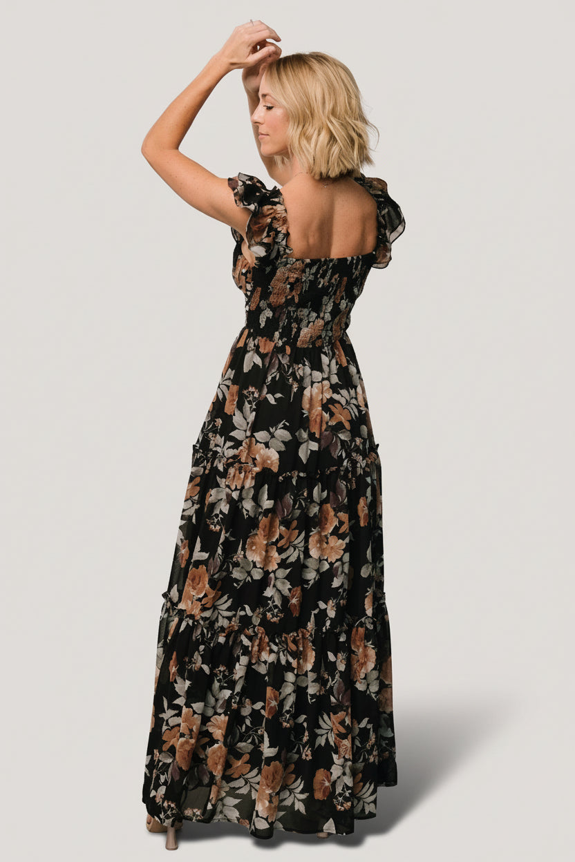 Martina Maxi Dress | Black + Copper Floral