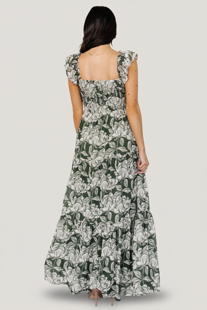 Martina Maxi Dress | Green + White
